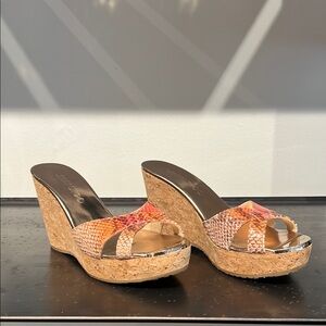 Jimmy Choo Multicolor Snake Print Wedge Sandals